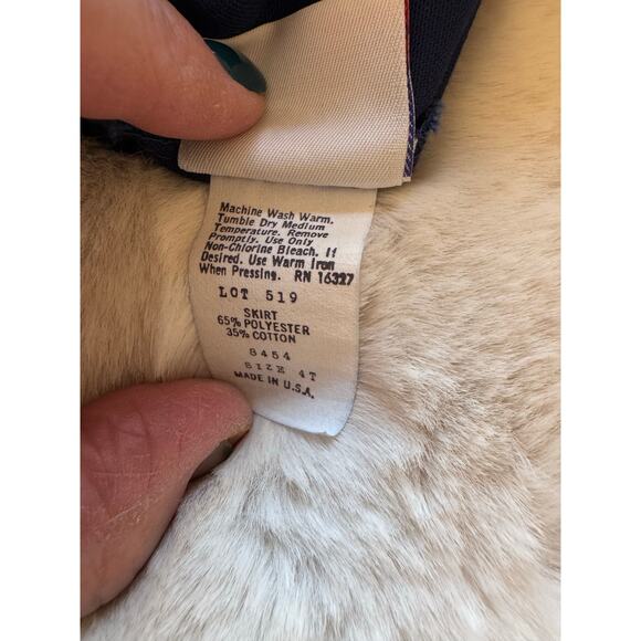 VTG Goodlad Girls Peter Pan Collar Striped Top Navy Pleated Suspender Skirt Sz 4 - Picture 7 of 11